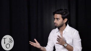 Anish explains his point during the interview.